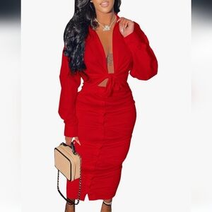 Elegant Red Women's Skirt and Top